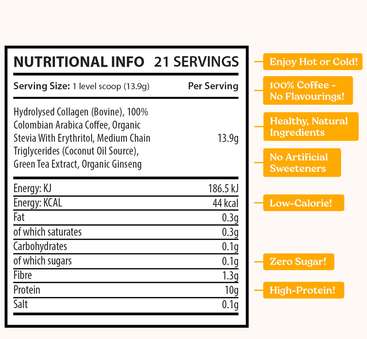 Nutrition and ingredients information